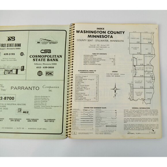 Vintage 1979 Washington County, MN Land Atlas & Plat Book Minnesota Platbook - Picture 4 of 5